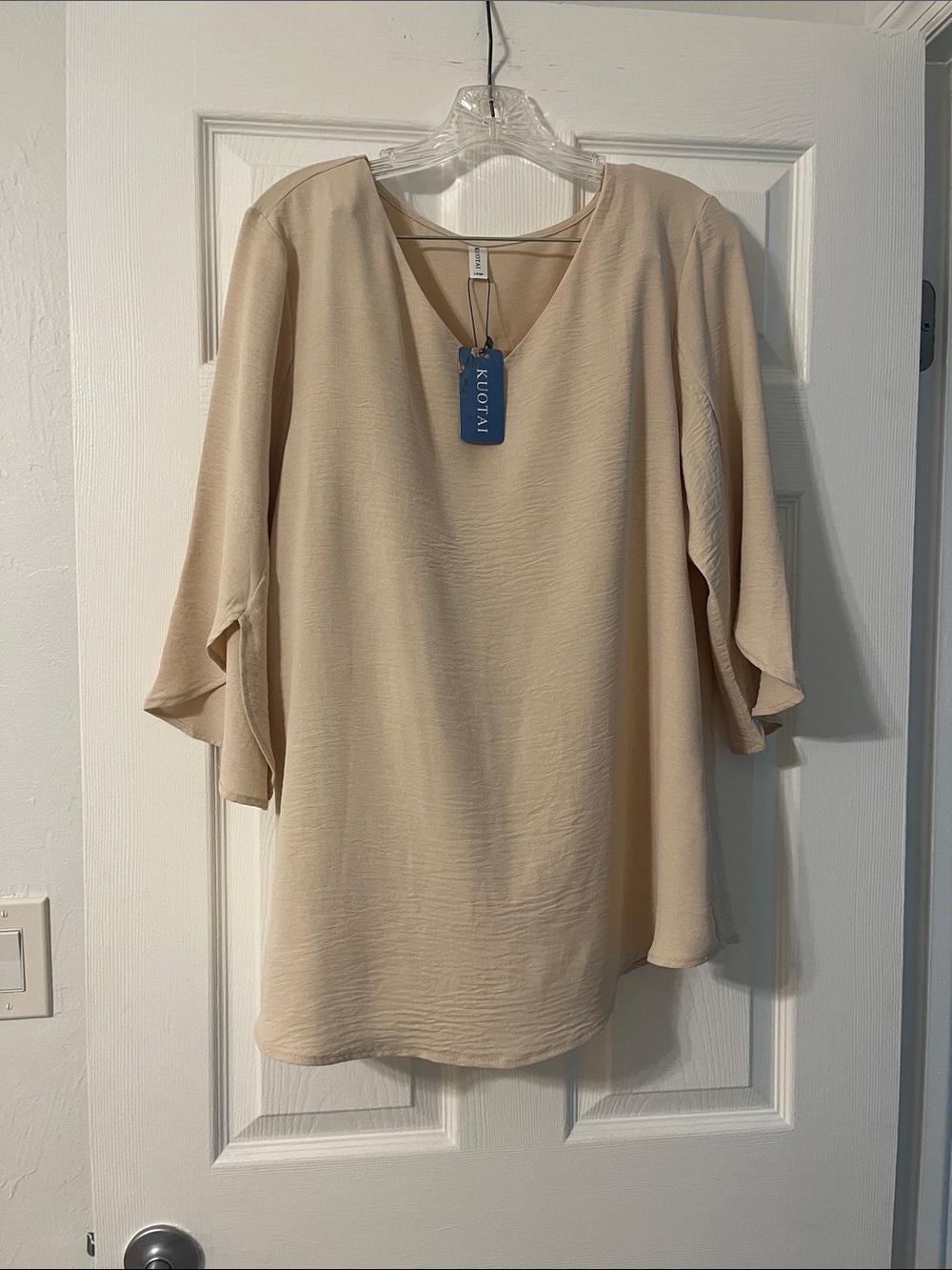 Women's Cream V-Neck Tunic Top